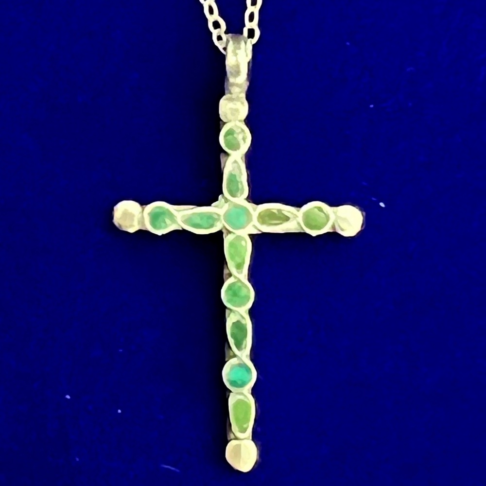 Vintage Native American Silver with Turquoise Cross Necklace